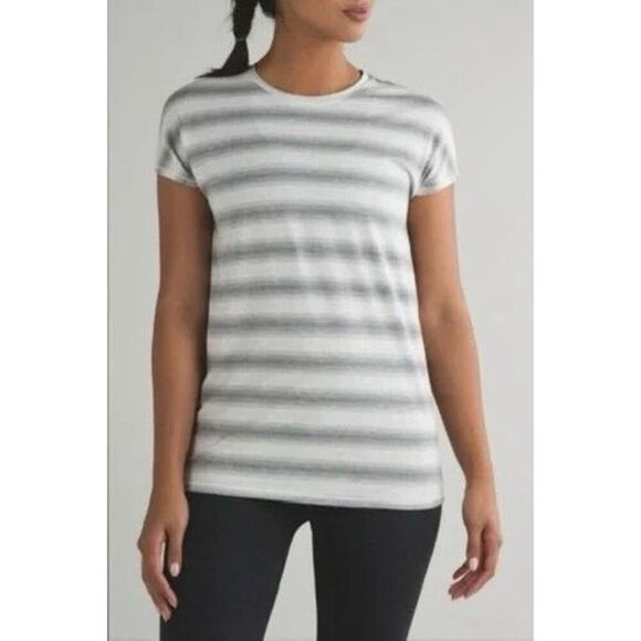 Lululemon Find Your Zen Short Sleeve Capilano Striped Tee Shirt Women's Size 6 - Picture 1 of 10